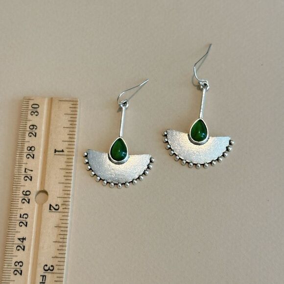 Green stone Earrings N1325 - Picture 4 of 4